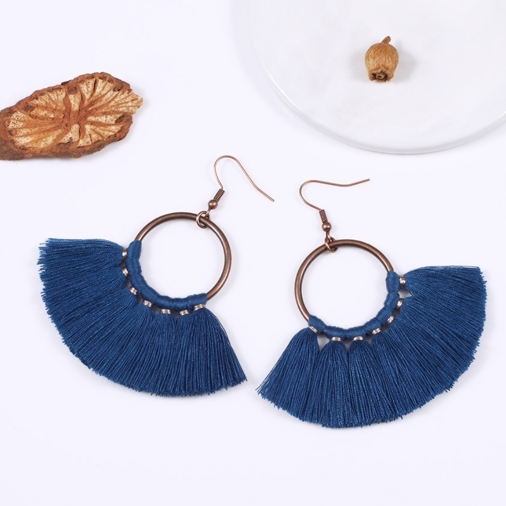 *ASTRA* Blue Round Tassel Fashion Earrings